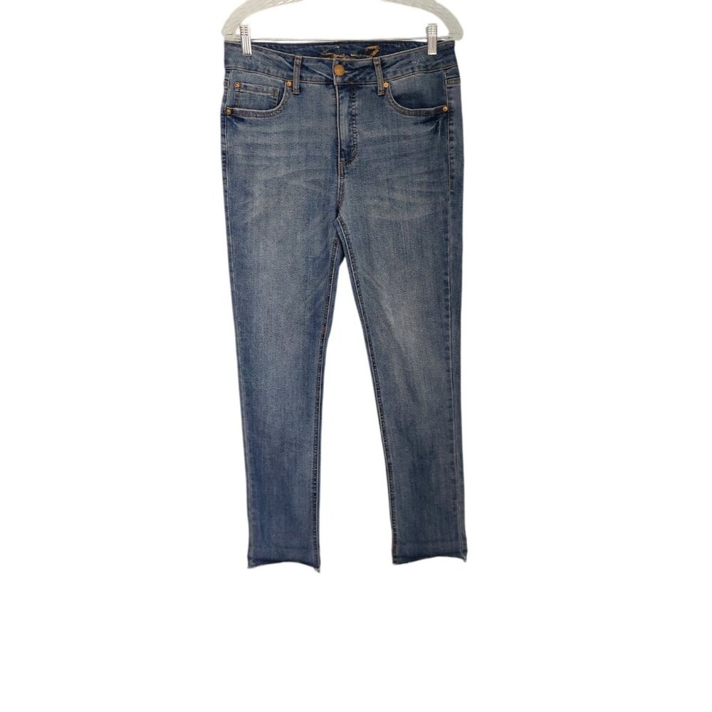 Seven 7 Weekend Slim Fit Jeans Blue Denim Raw Hem / Cuffed Womens‎ Size 8 EUC